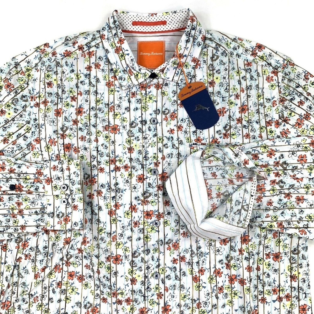 Tommy Bahama Shirt Petit Fleur White Large